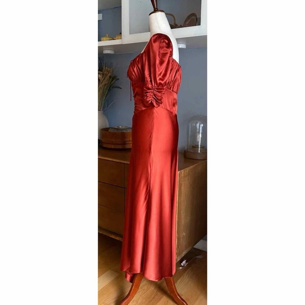 Alexis Noerene Ruched Stretch-Silk Maxi Dress Auburn Size M - Picture 5 of 12